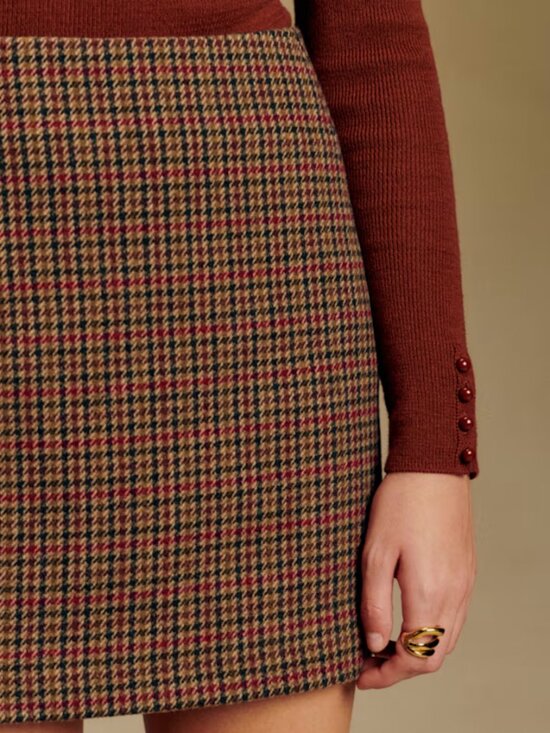 Sezane Dresses & Skirts - Sezane Malia Skirt - Brown Houndstooth - Size 2 US / 34 FR